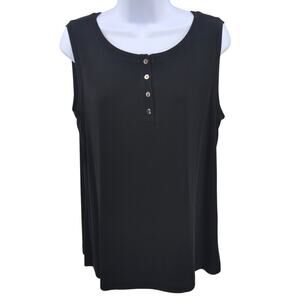 Chicos Top Womens XL Tank Black Travel Beach Minimalist Resortwear Vacation